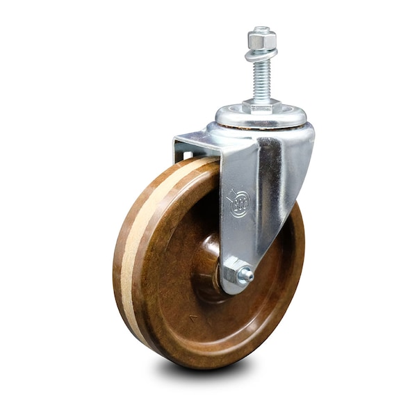 5 Inch High Temp Phenolic Wheel Swivel 10mm Threaded Stem Caster SCC